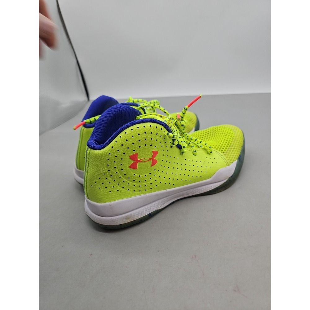 Under Armour Youth 6Y Jet Splash Basketball Shoes Yellow Blue Mesh Lace Up‎ Mid - Picture 3 of 8